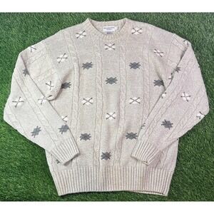 VTG Abercrombie & Fitch Mens M Fisherman Sweater Linen Knit Hong Kong